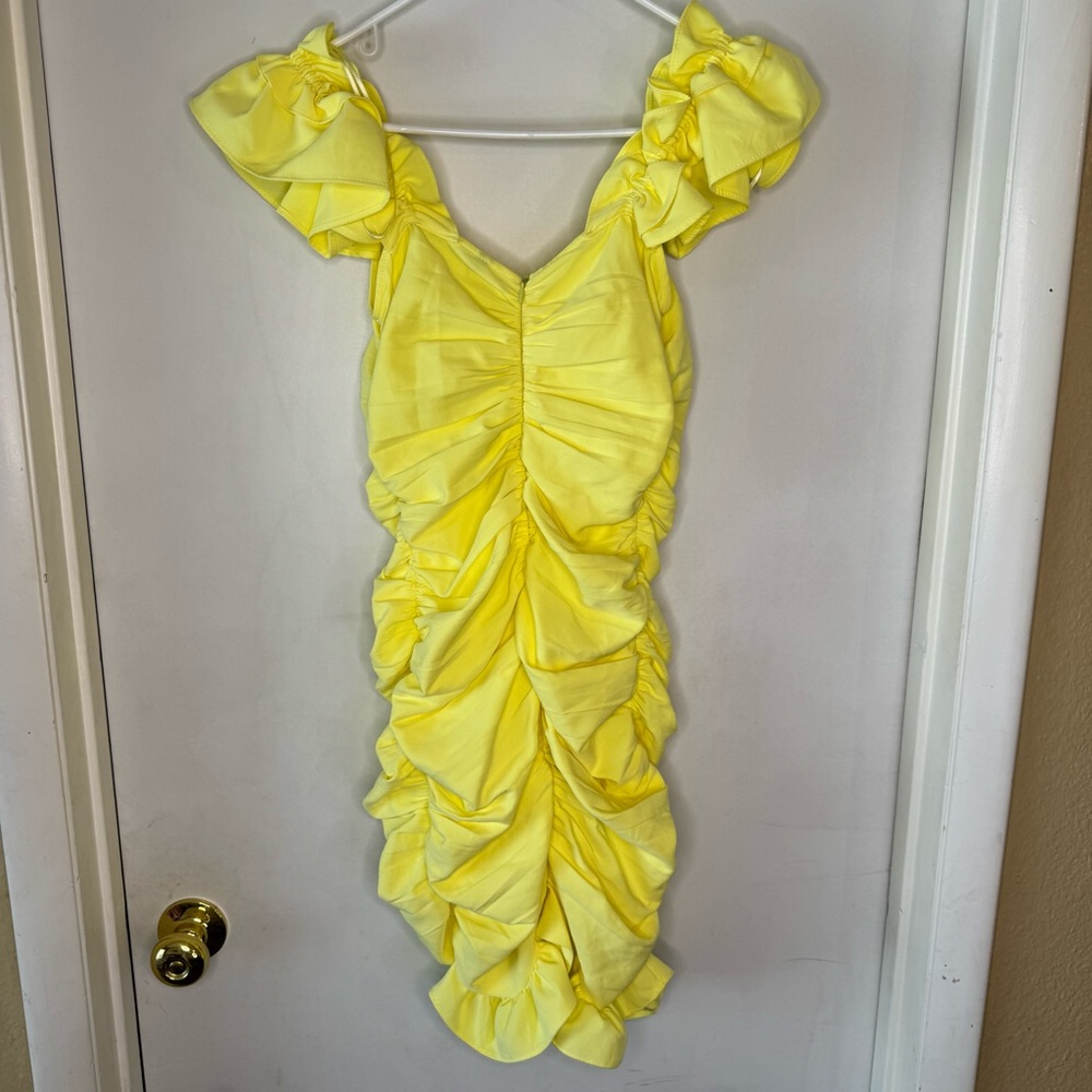 Zara Ruffled Yellow Dress - Picture 2 of 6